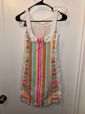Lilly Pulitzer Multi-Color Striped Tank Dress with White Trim